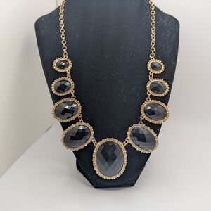 Black Rhinestone Vintage Inspired Necklace Beautiful Stunning Statement Jewelry